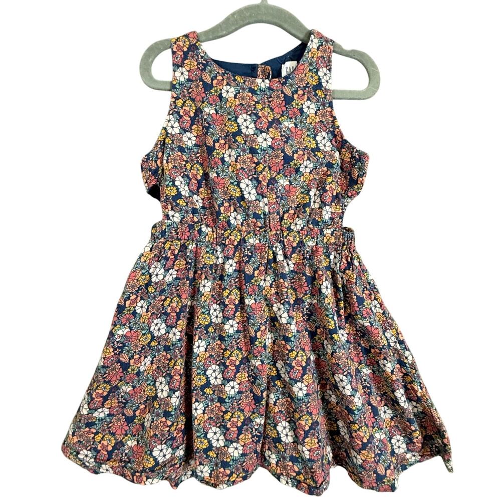 Gap Kids Girls Gauze Tank Dress Floral Side Cutouts XS 4 5 4T 5T Sleevelss